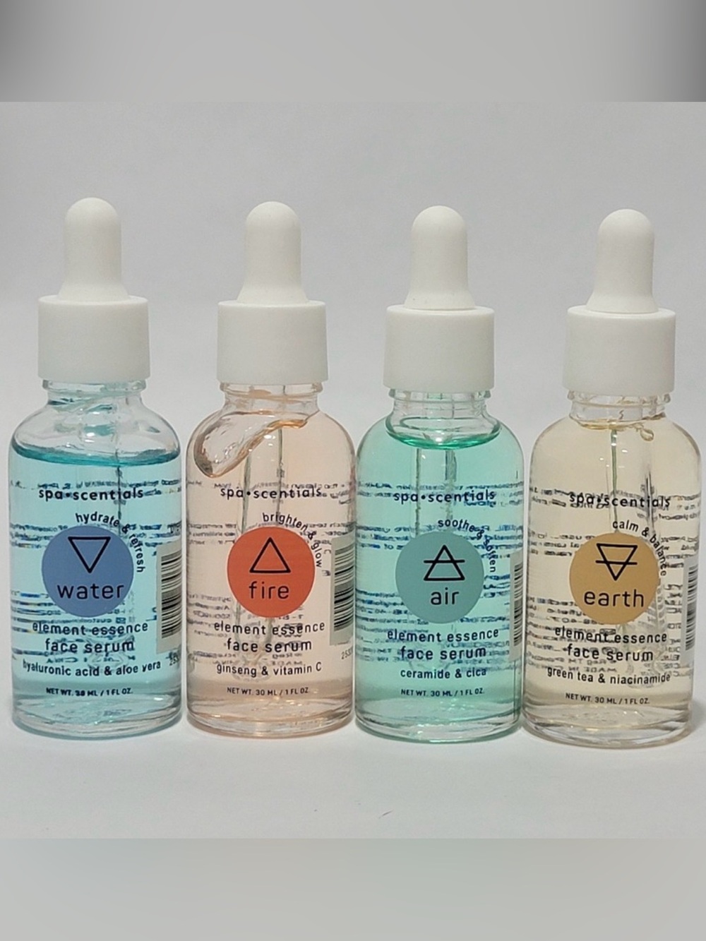 4pc Set - Spa-Scentials Element Essence Face Serum - Fire, Water, Earth & Air
